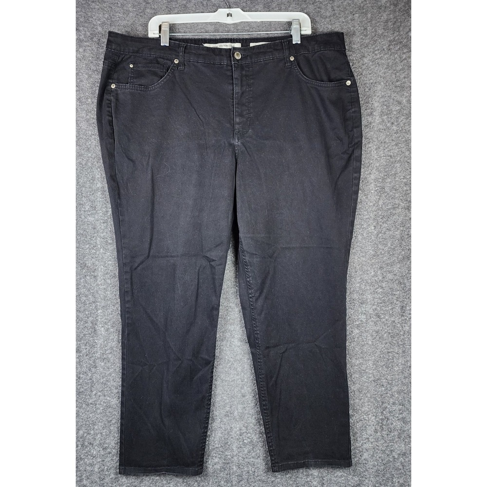 Jones New York Jeans Soho Ankle Pants Womens 22W Black Stretch Denim Mid Rise